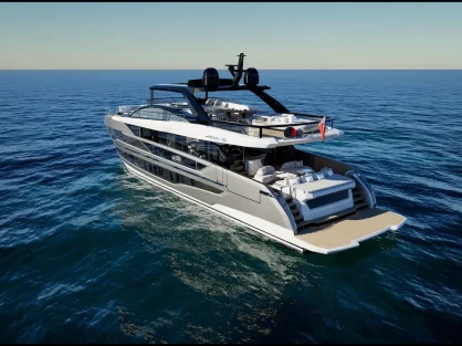 Pearl 100 Hybrid - Exterior Aerial Side port Aft