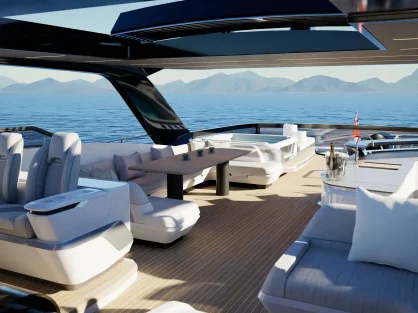 Pearl 100 Hybrid - Exterior Flybridge looking